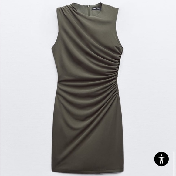 short gathered dress zara Zara | Dresses | Zara Gathered Short Dress Olive